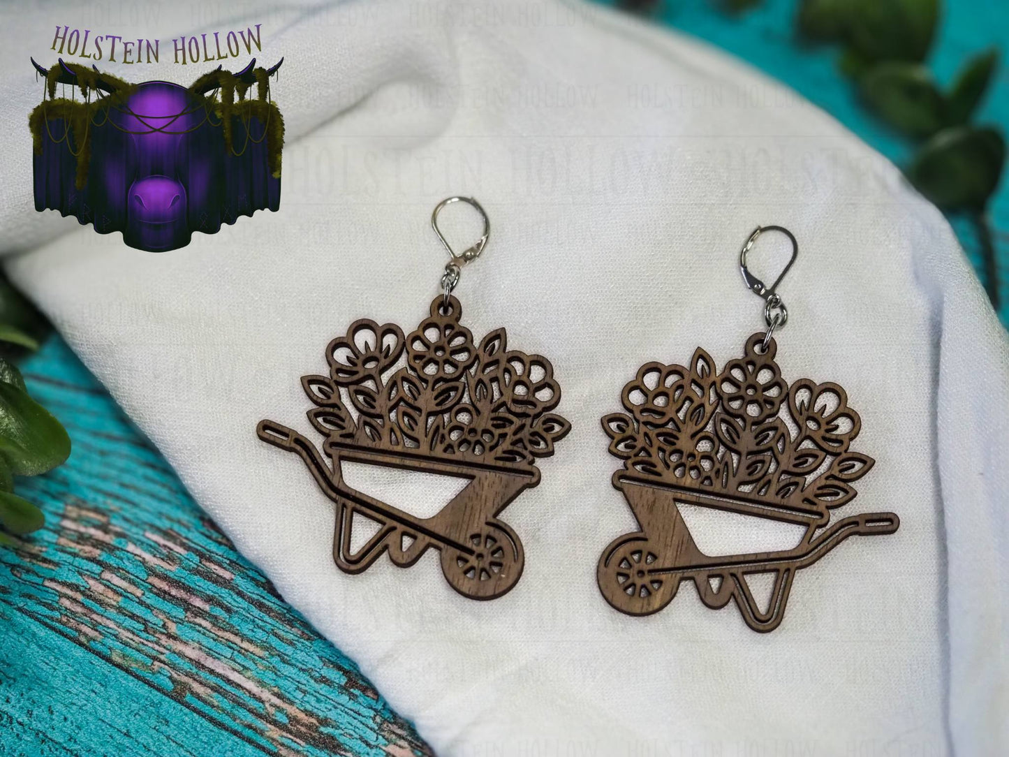 Floral Wheelbarrow Earrings