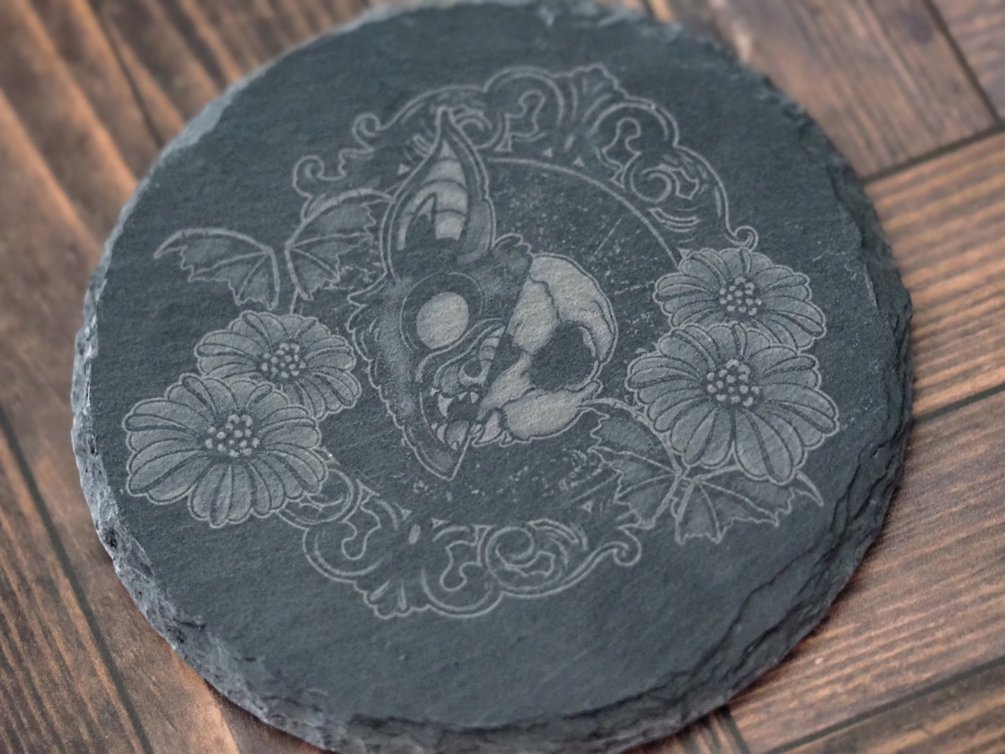 Round Slate Coasters - Bones Edition