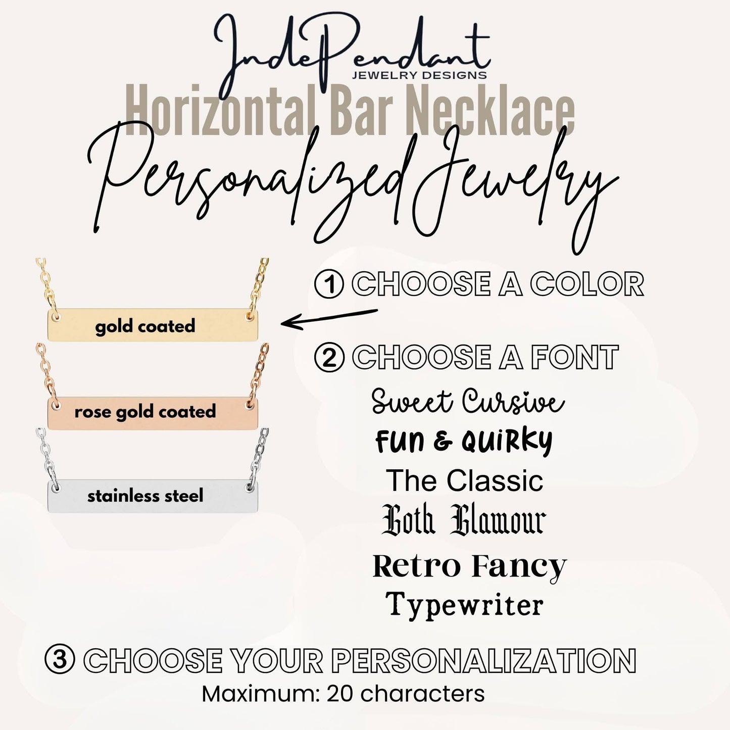 Custom Horizontal Bar Necklaces