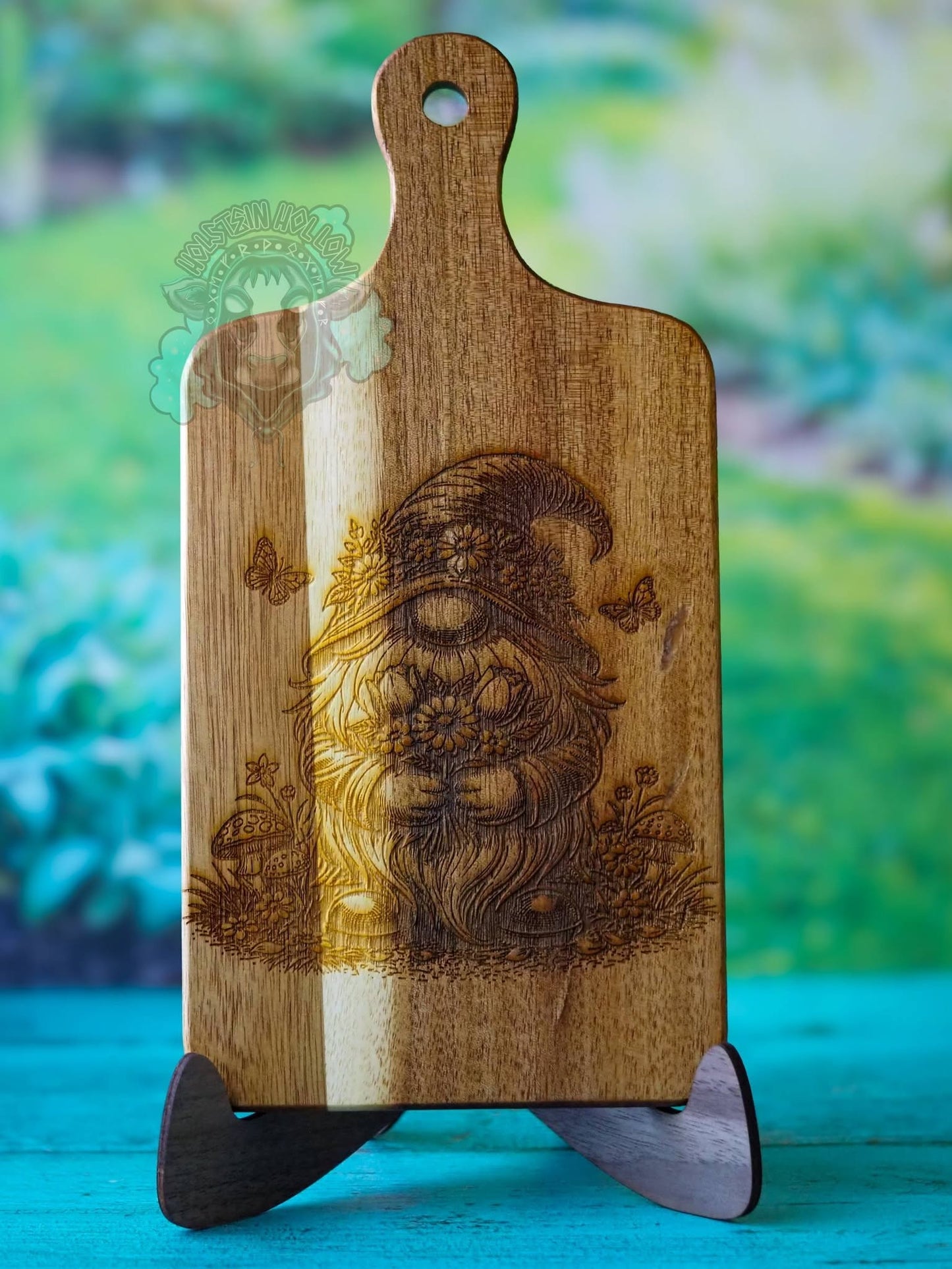 Floral Gnome Acacia Cheese Board