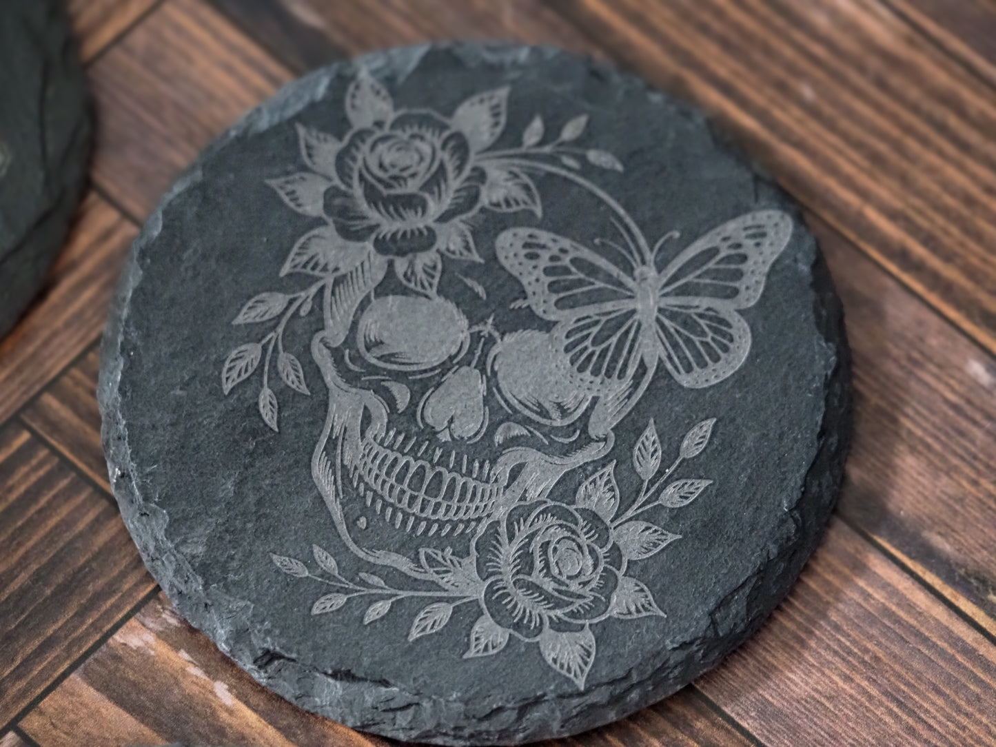 Round Slate Coasters - Bones Edition