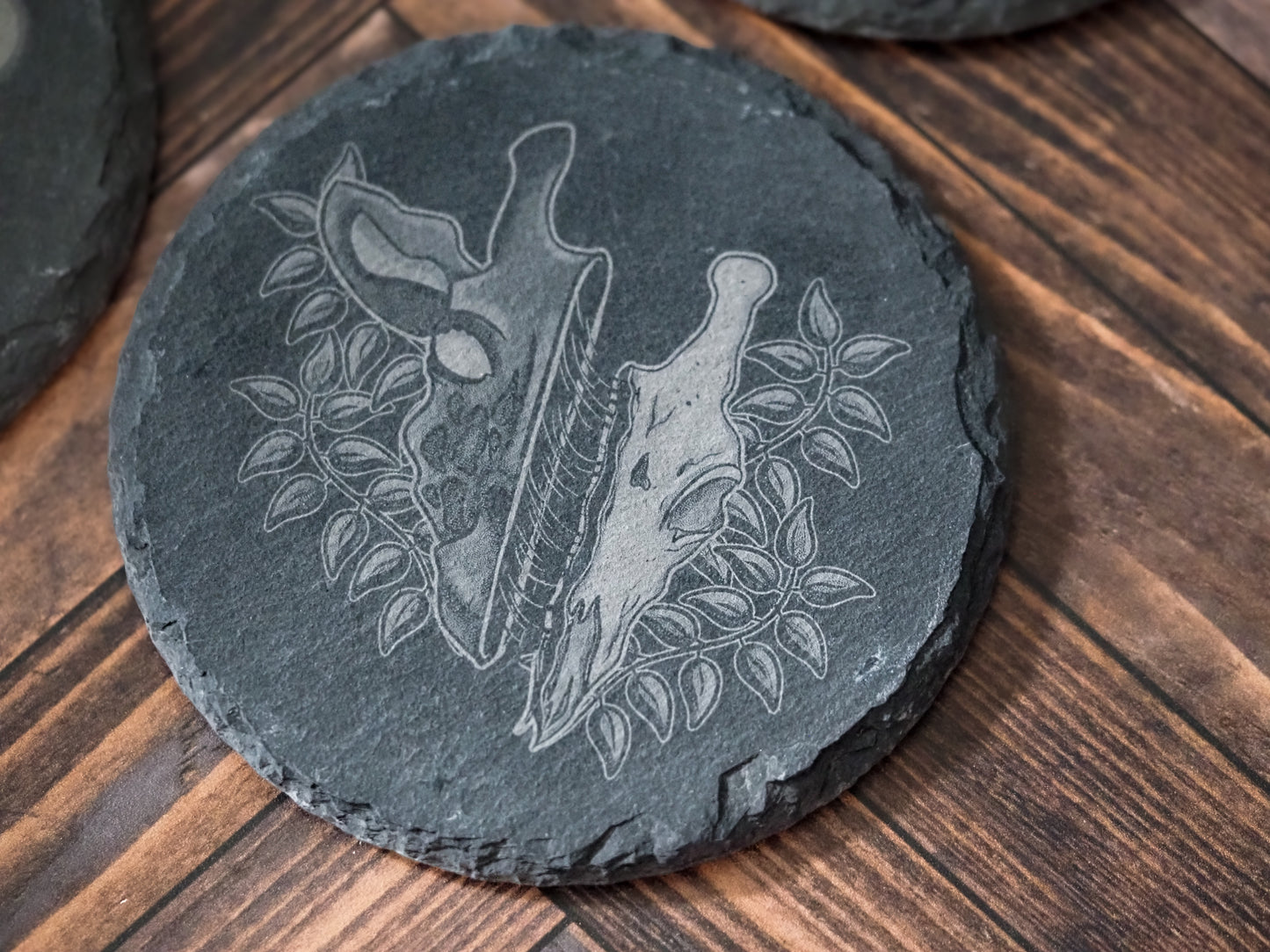 Round Slate Coasters - Bones Edition