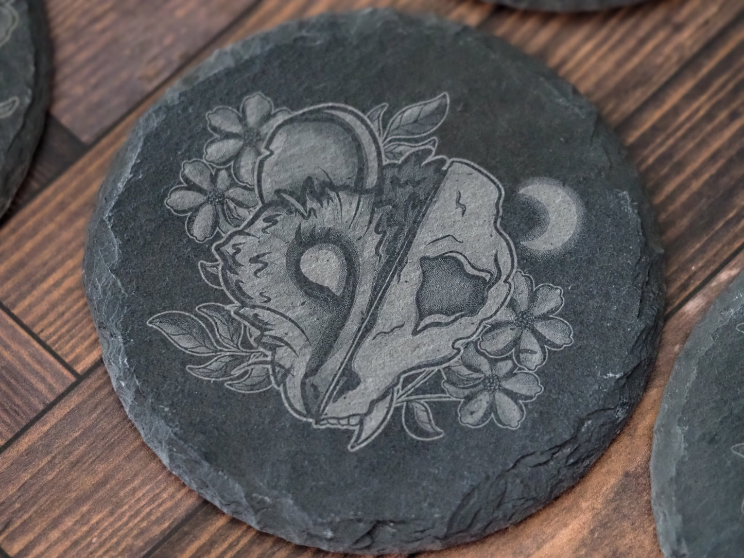 Round Slate Coasters - Bones Edition