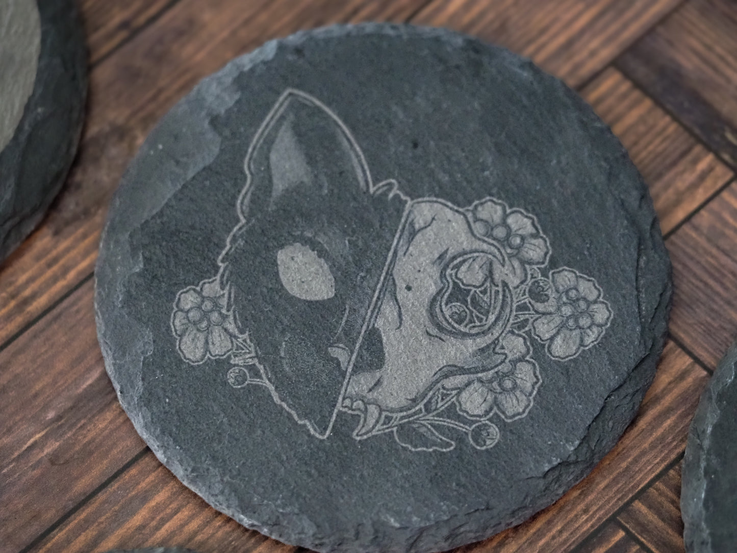 Round Slate Coasters - Bones Edition