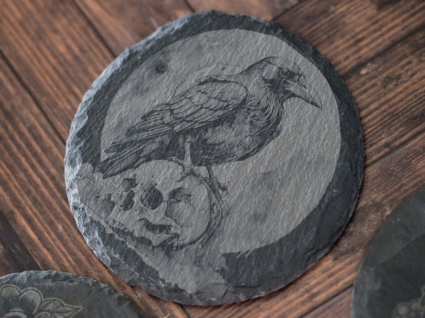 Round Slate Coasters - Bones Edition