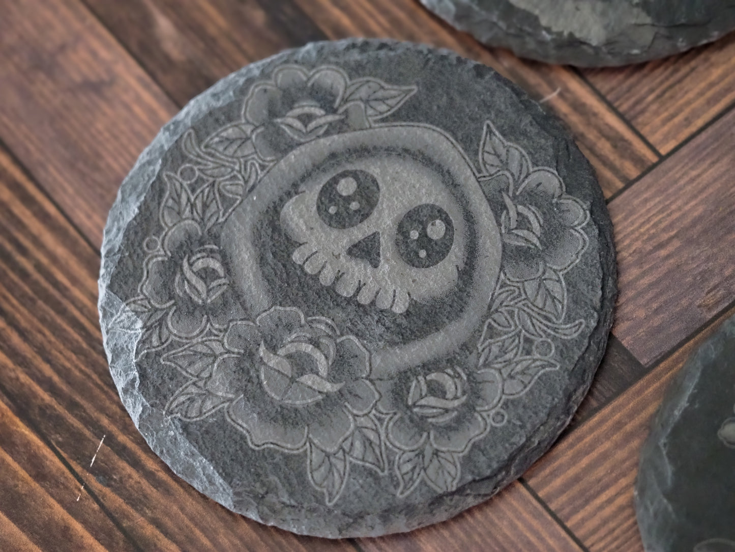 Round Slate Coasters - Bones Edition