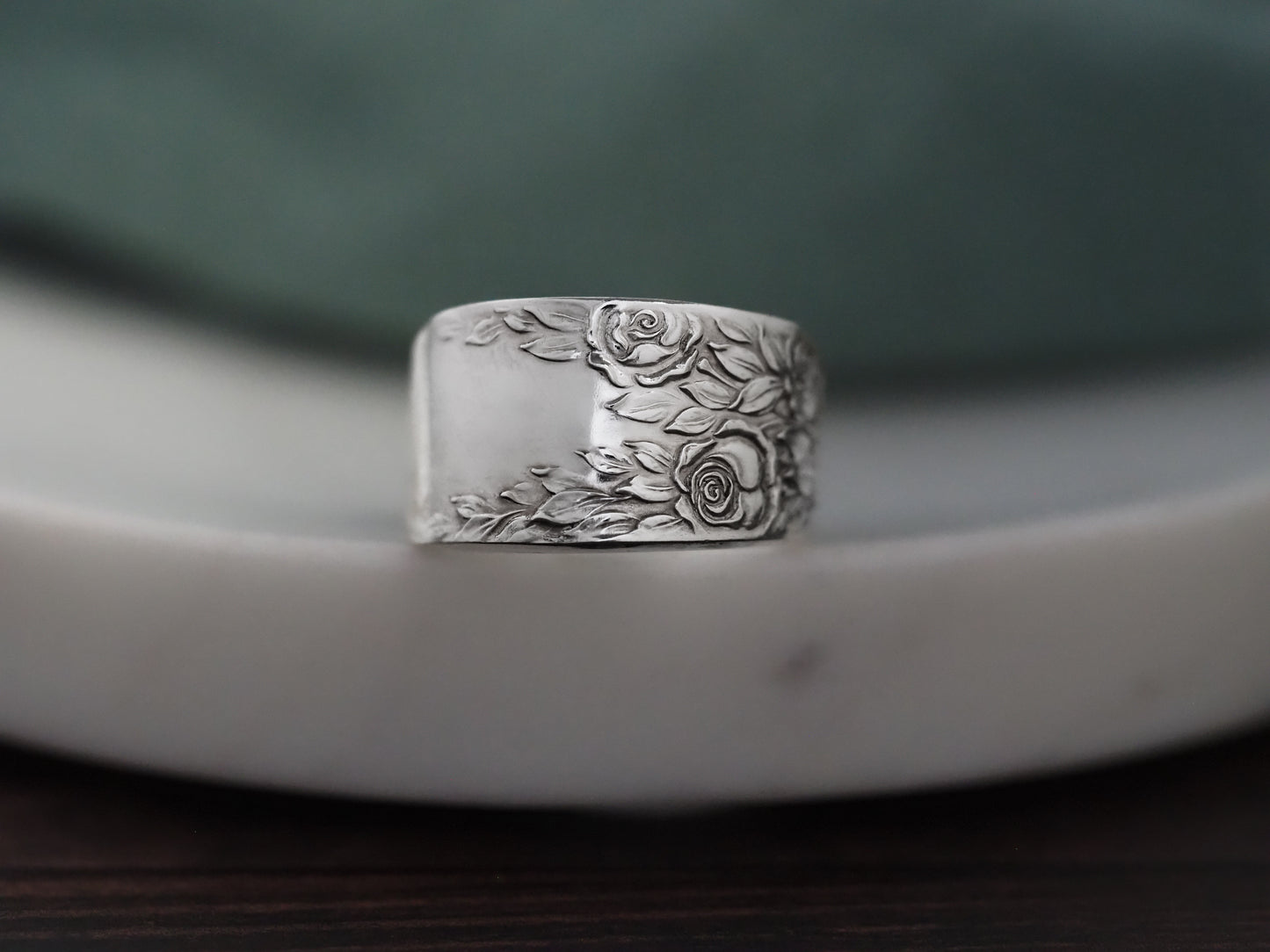 1937 Rose & Leaf Spoon Ring