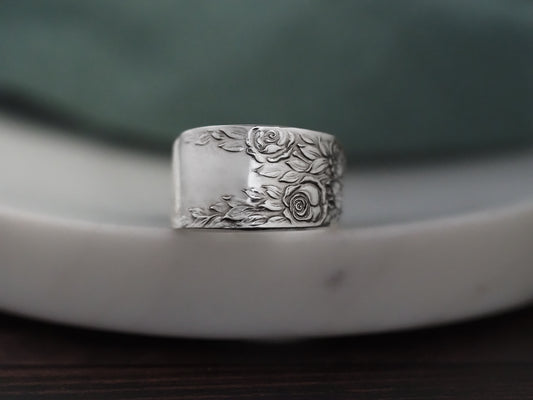 1937 Rose & Leaf Spoon Ring