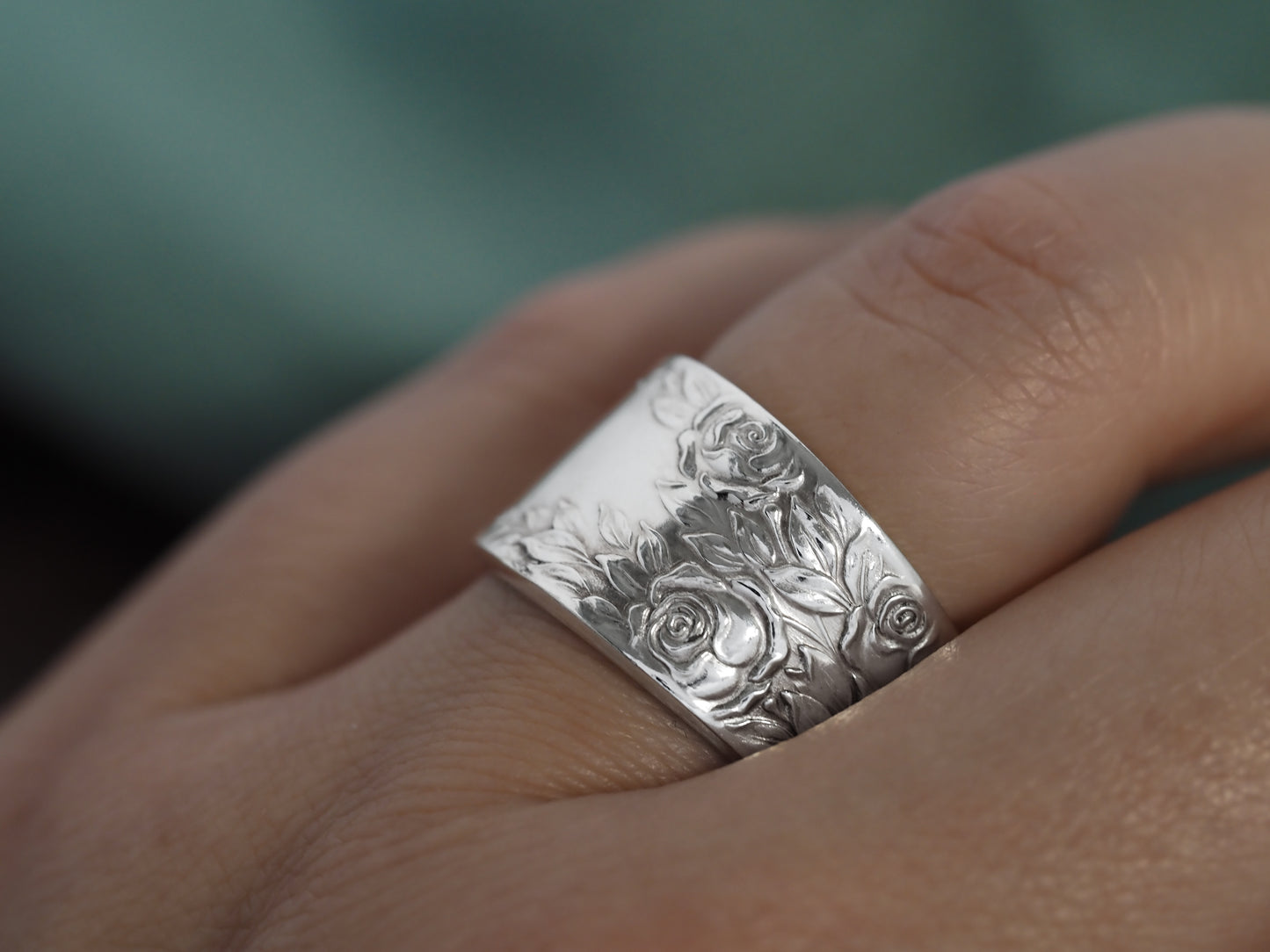 1937 Rose & Leaf Spoon Ring