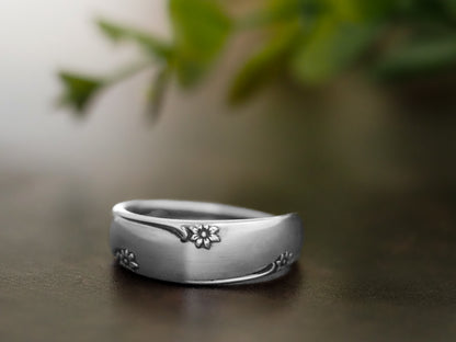 Dainty Forest Flower Spoon Ring