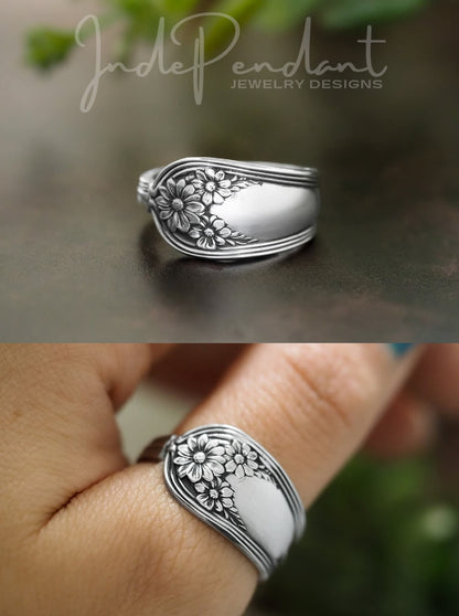 Dainty Daisy Spoon Ring