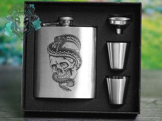 Snake Skull Flask Set